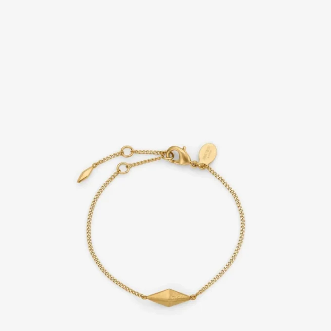 Pulsera fina con diamantes Pulsera de cadena fina con acabado dorado
