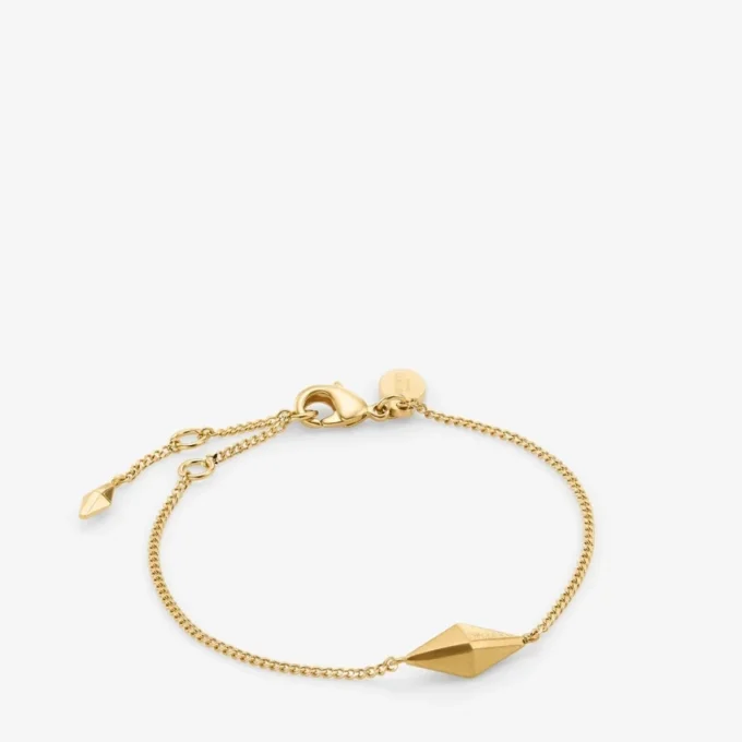 Pulsera fina con diamantes Pulsera de cadena fina con acabado dorado