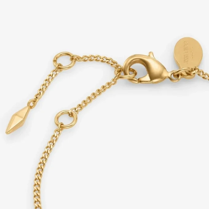 Pulsera fina con diamantes Pulsera de cadena fina con acabado dorado