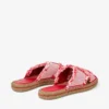 Sandalia Aciel plana de lona deshilachada con motas en rojo rubí Sandalia Aciel plana de lona deshilachada con motas en rojo rubí