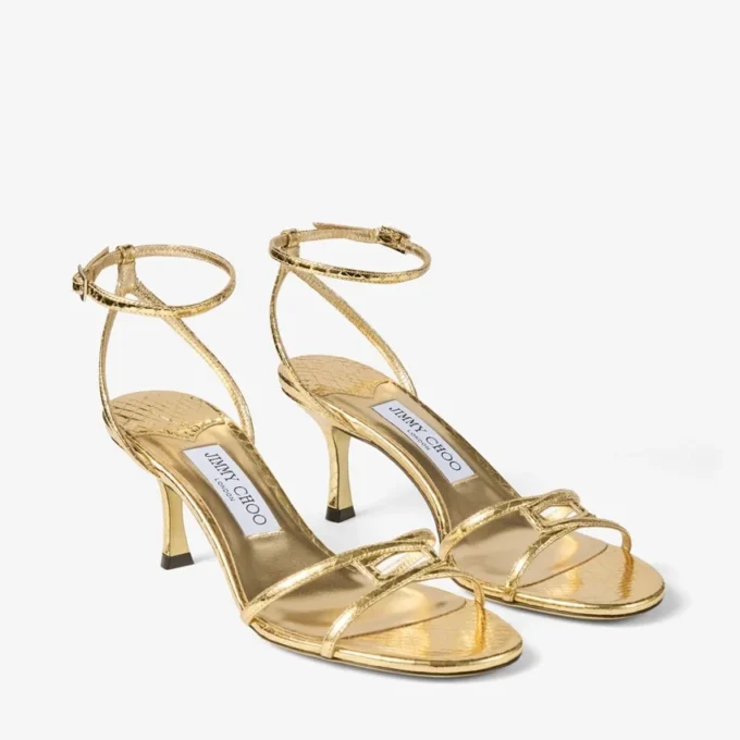 Sandalia de piel Leo 65 Gold Candy Wrap de 1998 Sandalia de piel Leo 65 Gold Candy Wrap de 1998