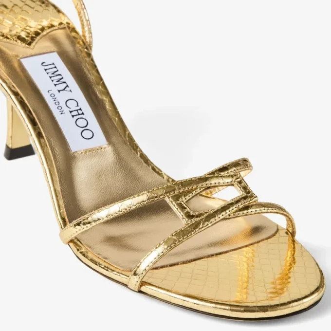 Sandalia de piel Leo 65 Gold Candy Wrap de 1998 Sandalia de piel Leo 65 Gold Candy Wrap de 1998