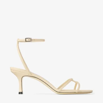 Sandalia Leo 65 de cuero estampado Elaphe en color Buttermilk