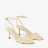 Sandalia Leo 65 de cuero estampado Elaphe en color Buttermilk