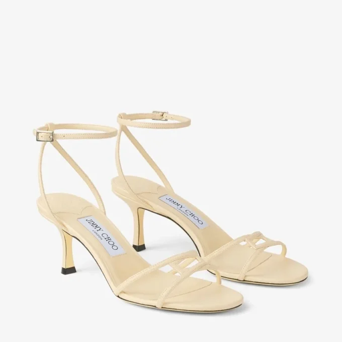 Sandalia Leo 65 de cuero estampado Elaphe en color Buttermilk