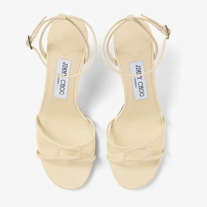 Sandalia Leo 65 de cuero estampado Elaphe en color Buttermilk