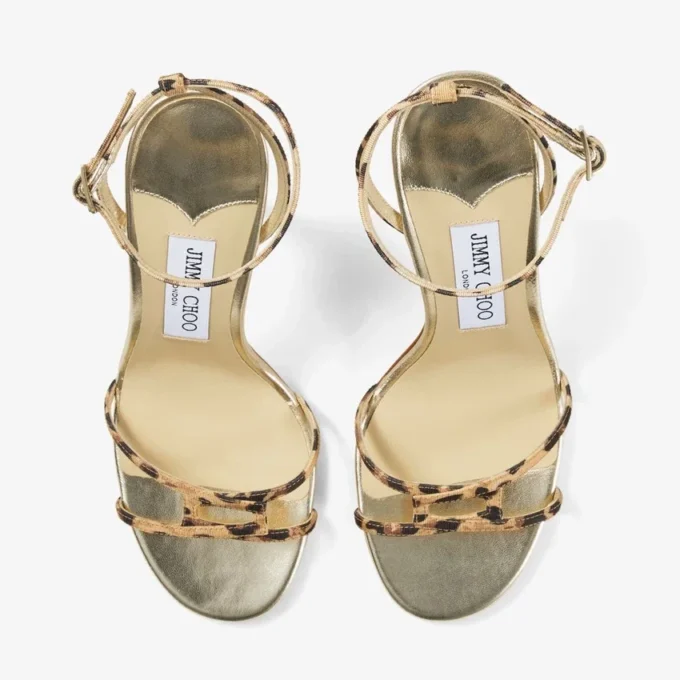Sandalia Leo con estampado de leopardo en grosgrain Sandalia Leo con estampado de leopardo en grosgrain