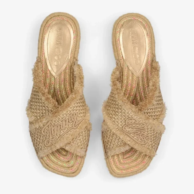 Sandalias Aciel Sandal Flat de tejido dorado Sandalias Aciel Sandal Flat de tejido dorado