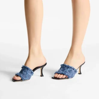 Sandalias Alexia 70 de denim con diseño entrecruzado