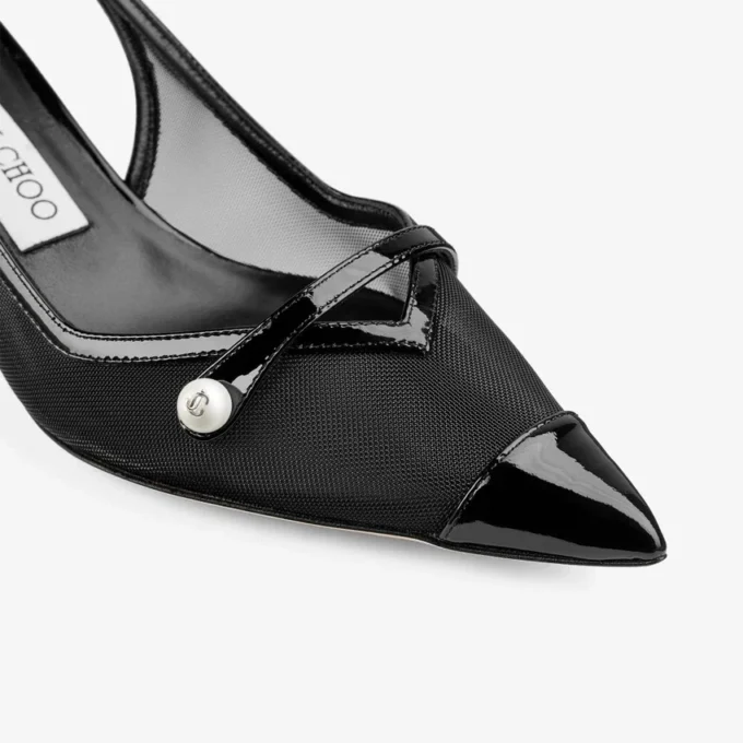 Sandalias Amita 45 de charol negro y malla Sandalias Amita 45 de charol negro y malla