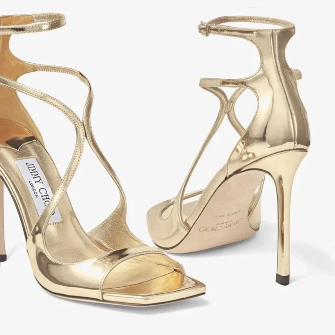 Sandalias Azia 110 de piel Liquid Metal dorada
