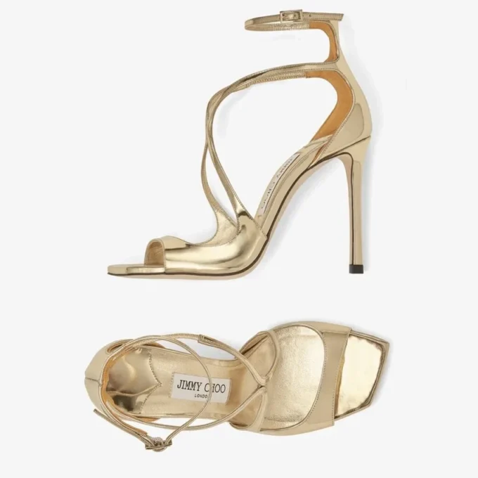 Sandalias Azia 110 de piel Liquid Metal dorada