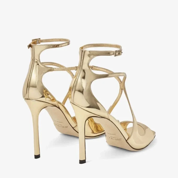 Sandalias Azia 110 de piel Liquid Metal dorada