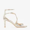 Sandalias Azia 75 de piel con purpurina color champán Sandalias Azia 75 de piel con purpurina color champán