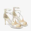 Sandalias Azia 75 de piel con purpurina color champán Sandalias Azia 75 de piel con purpurina color champán