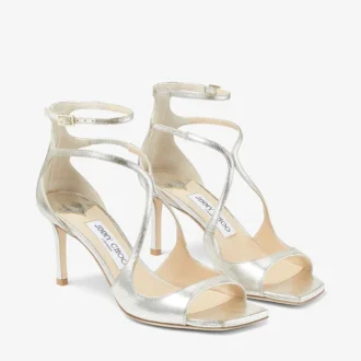 Sandalias Azia 75 de piel con purpurina color champán