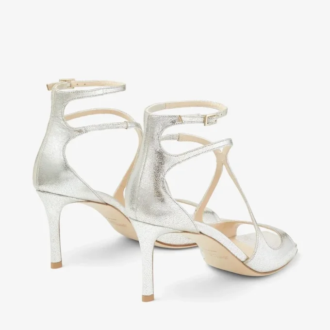Sandalias Azia 75 de piel con purpurina color champán Sandalias Azia 75 de piel con purpurina color champán