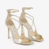 Sandalias Azia 95 de piel con purpurina color champán Sandalias Azia 95 de piel con purpurina color champán