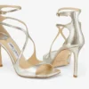 Sandalias Azia 95 de piel con purpurina color champán Sandalias Azia 95 de piel con purpurina color champán