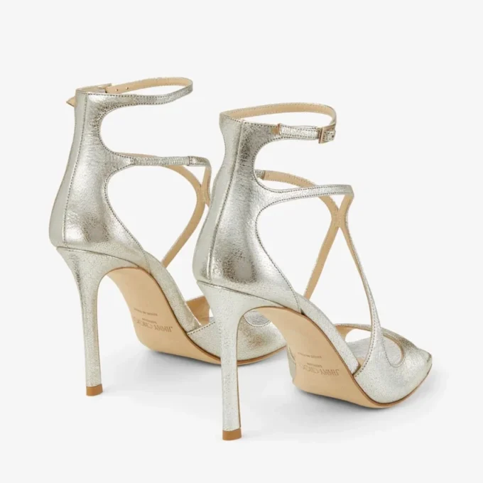 Sandalias Azia 95 de piel con purpurina color champán Sandalias Azia 95 de piel con purpurina color champán