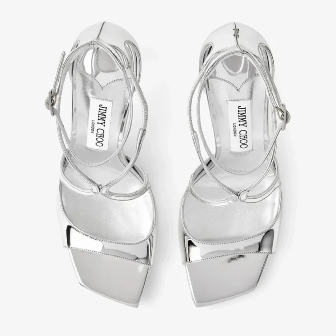 Sandalias Azia 95 de piel metalizada plateada Sandalias Azia 95 de piel metalizada plateada