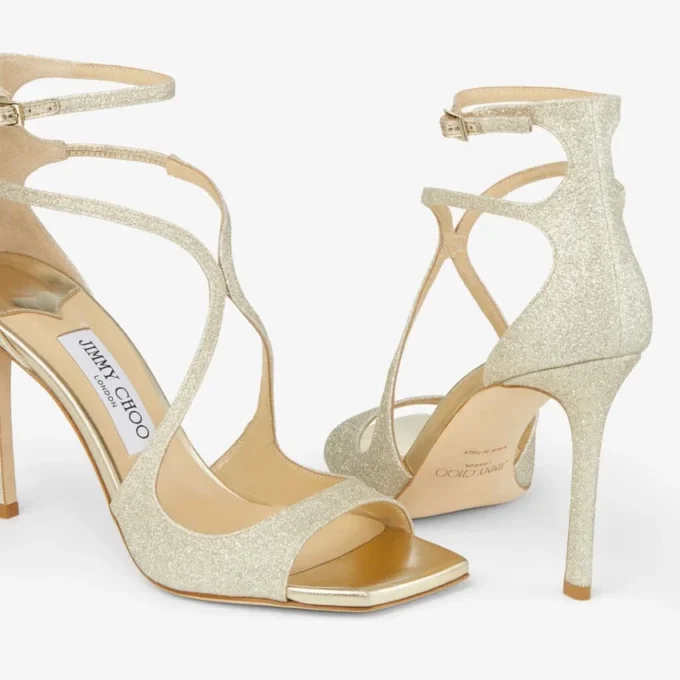 Sandalias Azia 95 en platino con purpurina Dusty Glitter Sandalias Azia 95 en platino con purpurina Dusty Glitter