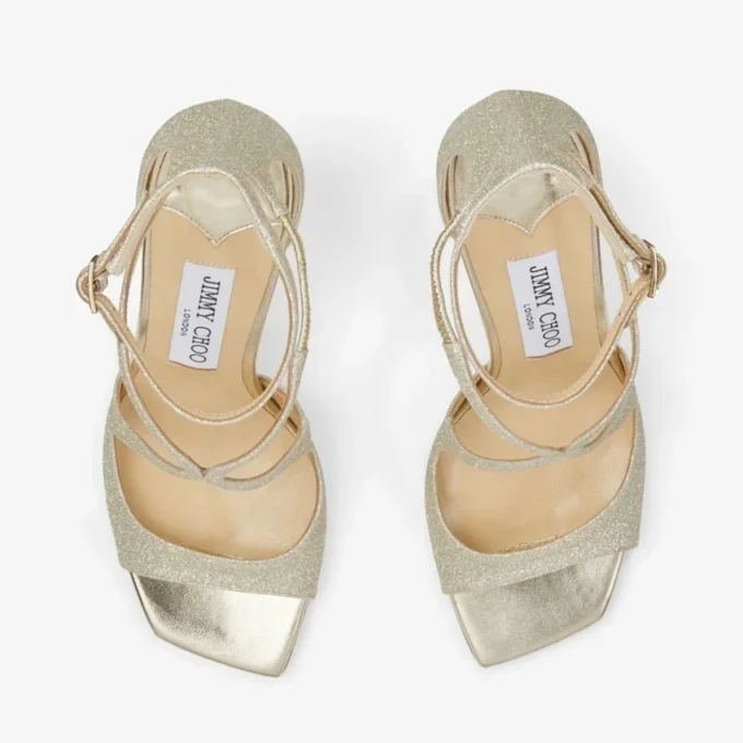 Sandalias Azia 95 en platino con purpurina Dusty Glitter Sandalias Azia 95 en platino con purpurina Dusty Glitter