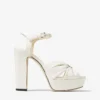 Sandalias con plataforma Heloise 120 de piel napa color café con leche Sandalias con plataforma Heloise 120 de piel napa color café con leche