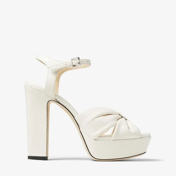 Sandalias con plataforma Heloise 120 de piel napa color café con leche Sandalias con plataforma Heloise 120 de piel napa color café con leche