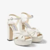 Sandalias con plataforma Heloise 120 de piel napa color café con leche Sandalias con plataforma Heloise 120 de piel napa color café con leche