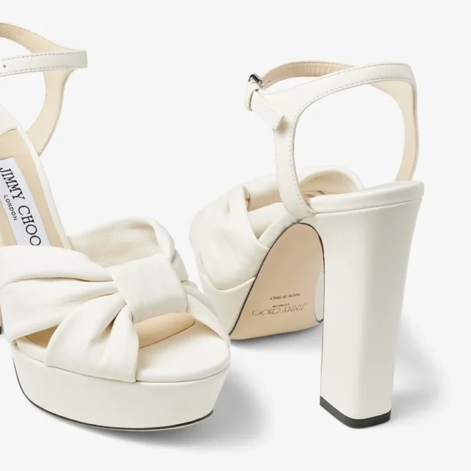Sandalias con plataforma Heloise 120 de piel napa color café con leche Sandalias con plataforma Heloise 120 de piel napa color café con leche