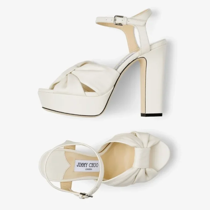 Sandalias con plataforma Heloise 120 de piel napa color café con leche Sandalias con plataforma Heloise 120 de piel napa color café con leche