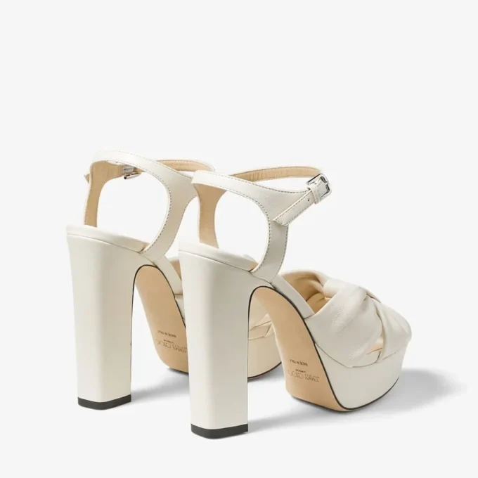Sandalias con plataforma Heloise 120 de piel napa color café con leche Sandalias con plataforma Heloise 120 de piel napa color café con leche