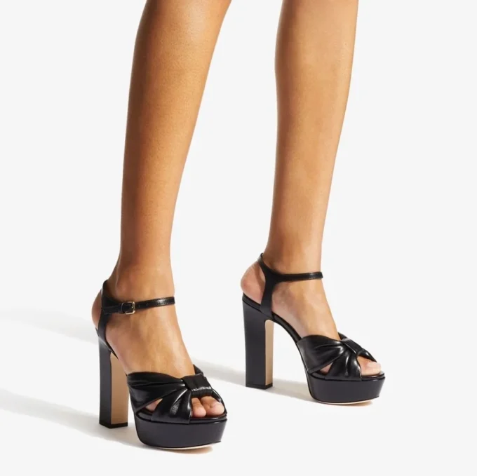 Sandalias con plataforma Heloise 120 de piel napa negra Sandalias con plataforma Heloise 120 de piel napa negra