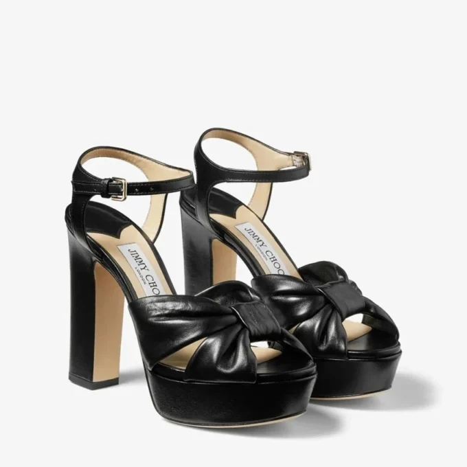 Sandalias con plataforma Heloise 120 de piel napa negra Sandalias con plataforma Heloise 120 de piel napa negra