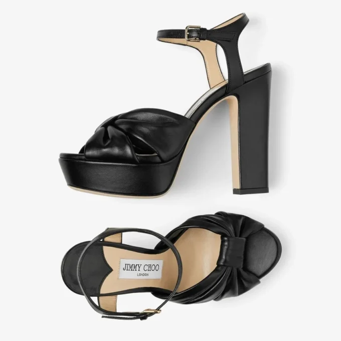 Sandalias con plataforma Heloise 120 de piel napa negra Sandalias con plataforma Heloise 120 de piel napa negra