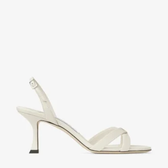 Sandalias cruzadas con talón abierto Elsy 70 en piel napa color latte