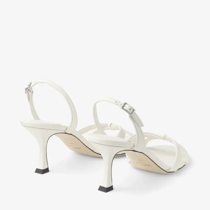 Sandalias cruzadas con talón abierto Elsy 70 en piel napa color latte Sandalias cruzadas con talón abierto Elsy 70 en piel napa color latte