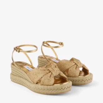 Sandalias de cuña Aella 60 de rafia dorada