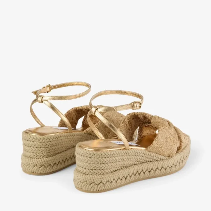 Sandalias de cuña Aella 60 de rafia dorada Sandalias de cuña Aella 60 de rafia dorada