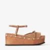 Sandalias de cuña Kata 60 de ante de terciopelo color toffee