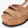 Sandalias de cuña Kata 60 de ante de terciopelo color toffee