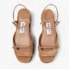 Sandalias de cuña Kata 60 de ante de terciopelo color toffee