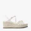 Sandalias de cuña Nyra 60 de piel napa color latte