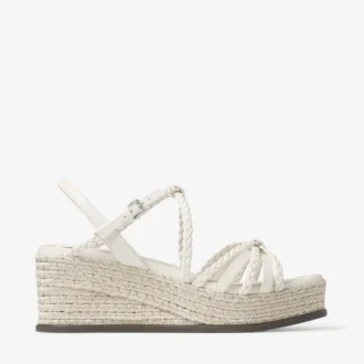 Sandalias de cuña Nyra 60 de piel napa color latte