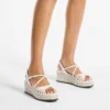 Sandalias de cuña Nyra 60 de piel napa color latte