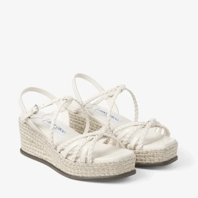 Sandalias de cuña Nyra 60 de piel napa color latte