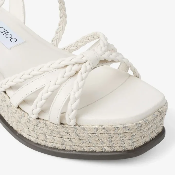 Sandalias de cuña Nyra 60 de piel napa color latte