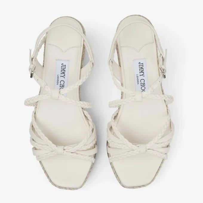 Sandalias de cuña Nyra 60 de piel napa color latte