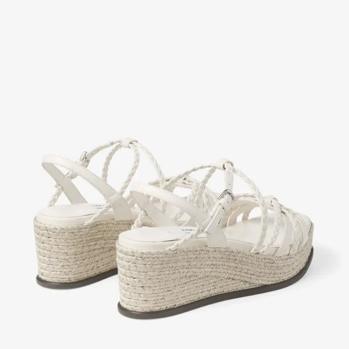 Sandalias de cuña Nyra 60 de piel napa color latte